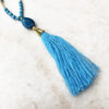 Turquoise Agate and Gold Bar Tassel Necklace and Earrings Set - Image 4