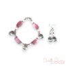Light Pink Tiger's Eye Pig Charm Bracelet and Earrings Set
