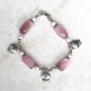 Light Pink Tiger's Eye Pig Charm Bracelet and Earrings Set - Image 2