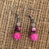 Hot Pink Glass and Silver Candy Multi-Strand Bracelet & Earrings Set - Image 2
