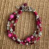Hot Pink Glass and Silver Candy Multi-Strand Bracelet & Earrings Set - Image 3