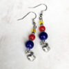 Red Ruby, Blue and Yellow Glass Silver Apple Charm Bracelet and Earrings set - Image 2