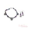 Freshwater Pearl and Purple Glass Butterfly Charm Bracelet and Earrings Set