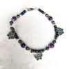Freshwater Pearl and Purple Glass Butterfly Charm Bracelet and Earrings Set - Image 3