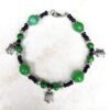 Black & Green Glass and Agate Turtle Charm Bracelet and Earrings Set - Image 3