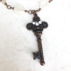 Seafoam Agate and Cream Quartz Copper Key Necklace and Earrings Set - Image 3