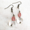 Watermelon Agate, Iridescent Clear Glass, Crystal Flower Pendant Necklace and Earrings Set - Image 2
