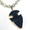 Striped Seafoam Agate, Black Onyx and Leopard Agate with Druzy Arrow Necklace and Earrings Set - Image 2