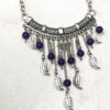 Semi-precious Agate with silver-tone Leaf Charms Cascade Necklace & Earrings - Image 2