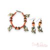 Bronze Cat Orange and Black Bracelet and Earrings set
