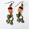 Bronze Cat Orange and Black Bracelet and Earrings set - Image 2
