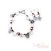 Red and Clear Winged Heart Charm Bracelet and Earrings set