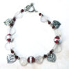 Red and Clear Winged Heart Charm Bracelet and Earrings set - Image 3