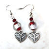 Red and Clear Winged Heart Charm Bracelet and Earrings set - Image 2