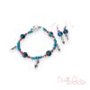 Blue and Red Arrow Charm Bracelet and Earrings set