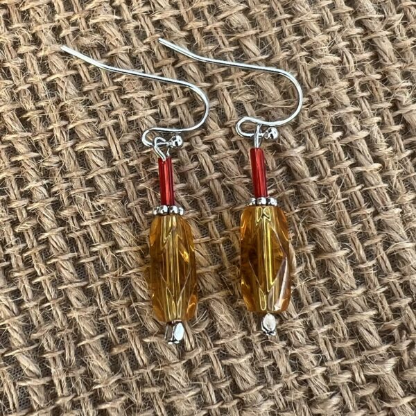 Gold and Red Glass "I Will" Charm Multi-Strand Bracelet & Earrings Set