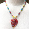 Red Handblown Glass Leaf Pendant Primary Necklace - Image 4