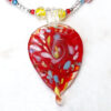 Red Handblown Glass Leaf Pendant Primary Necklace - Image 2