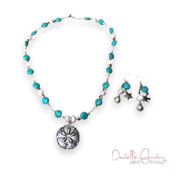 Pearl and Turquoise Ocean Necklace Set