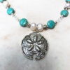 Pearl and Turquoise Ocean Necklace and Earrings Set - Image 3