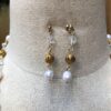 Freshwater Pearl, Crystal and Gold Necklace Set - Image 2