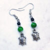 Green and Black Turtle Charm Bracelet and Earrings Set - Image 2