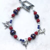Blue, White and Red Horse Charm Bracelet and Earrings Set - Image 3