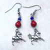 Blue, White and Red Horse Charm Bracelet and Earrings Set - Image 2
