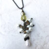 Gold and White Pearl Bronze Necklace
