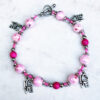 Light Pink Glass and Hot Pink Turquoise "Love" Charm Bracelet and Earrings set - Image 2