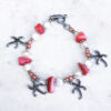 Peach Shell and Freshwater Pearl Starfish Charm Bracelet and Earrings set - Image 2