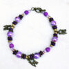Purple Glass and Turquoise Chip Bronze "Love" Charm Bracelet and Earrings set - Image 2