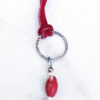 Red Fossil Jasper with Red Suede and Antler Pendant Necklace - Image 2