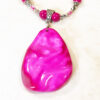 Hot Pink Agate Necklace and Earrings Set - Image 2