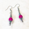 Hot Pink Agate Necklace and Earrings Set - Image 3