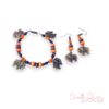 Orange and Bronze Elephant Charm Bracelet and Earrings Set