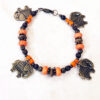 Orange and Bronze Elephant Charm Bracelet and Earrings Set - Image 3