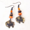 Orange and Bronze Elephant Charm Bracelet and Earrings Set - Image 2