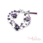 Purple Lampworked Glass and Quartz Quadruple Strand Bracelet
