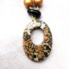 Black and Gold Pearl Mala Necklace with Leopard Fur Jasper Donut Pendant - Image 3