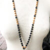 Black and Gold Pearl Mala Necklace with Leopard Fur Jasper Donut Pendant - Image 5