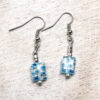 Teal Millefiori and Silver Flower Necklace and Earrings