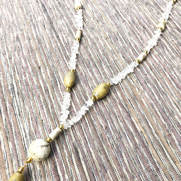Stone, chip and Ceramic Faux Tassel Necklace Set