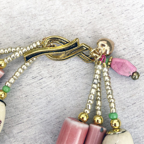 Rose and Pink Ceramic Multi-Strand Bracelet Set