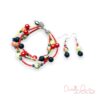 Red, Black and Yellow Diffuser Multi-Strand Bracelet & Earrings Set