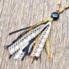 Black Lava Cocoa Beads Gold and Black Tassel Necklace and Earrings Set
