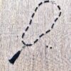 Black and Clear Tassel Necklace and Earrings Set - Image 4