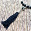 Black and Clear Tassel Necklace and Earrings Set - Image 2