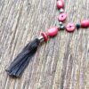 Coral and Gray Tassel Necklace and Earrings Set - Image 2