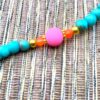 Blue, Pink and Orange Turquoise Peace Tassel Necklace and Earrings Set - Image 2